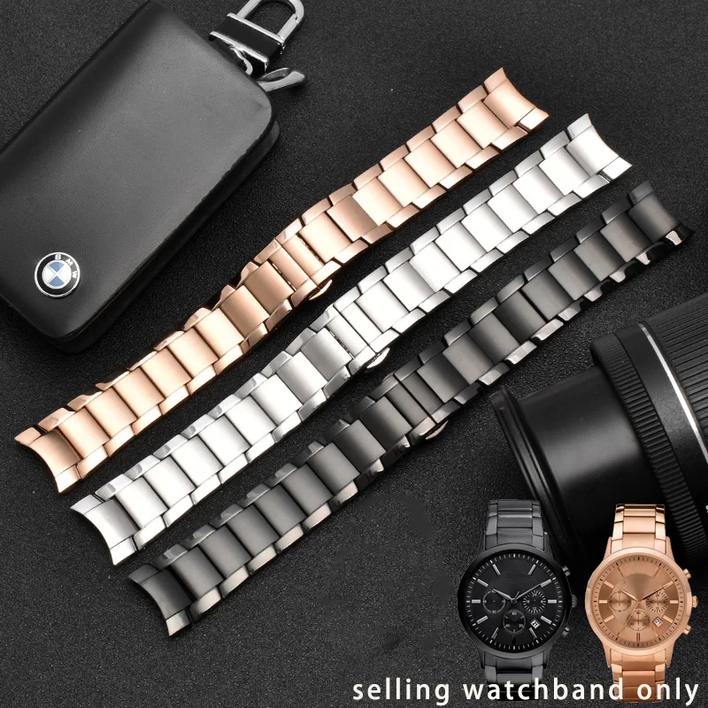 Твердый изогнутый стальной ремешок для часов Арманский AR2447 AR2448 искусственная