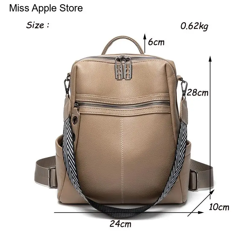 Ladies Travel Bag Backpack for Teenage Girls Leather Backpack Women Solid Color Fashion Wild Trend Casual Large Capacity