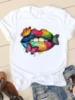 lip watercolor clothing summer short sleeve ladies casual women fashion 90s cute graphic tee t shirts female t shirt clothes