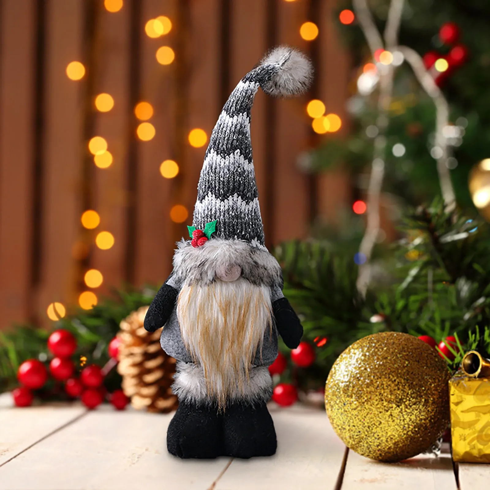 Праздничные рождественские лыжи эльфа гном с диодным освещением декоративная