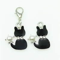 20pcs diy necklace black cat dangle charms lobster clasp hanging charms diy braceletsbangles jewelry accessory charm