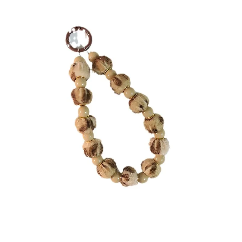 Брелок с милым медведем подвеска бусинами из смолы цепочка для ключей