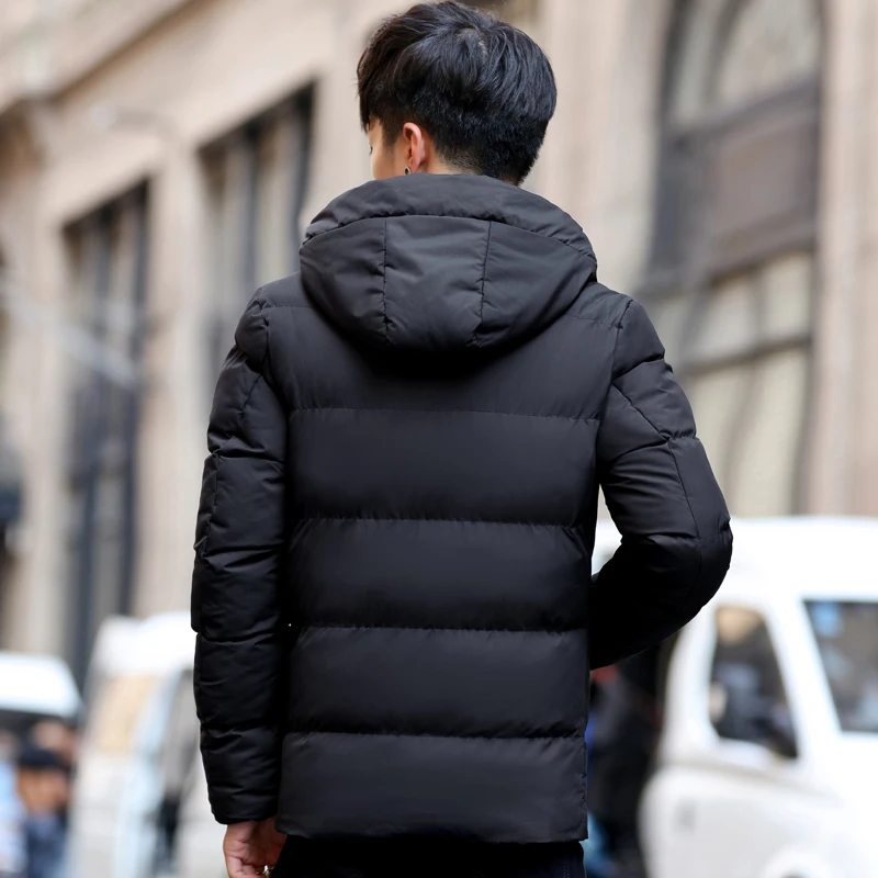 2022 New Winter Men's High-Quality Hand-Plugged Cotton Hooded Thickened Fashion Cotton Coat Men's Slim Coat Casual Down Jacket