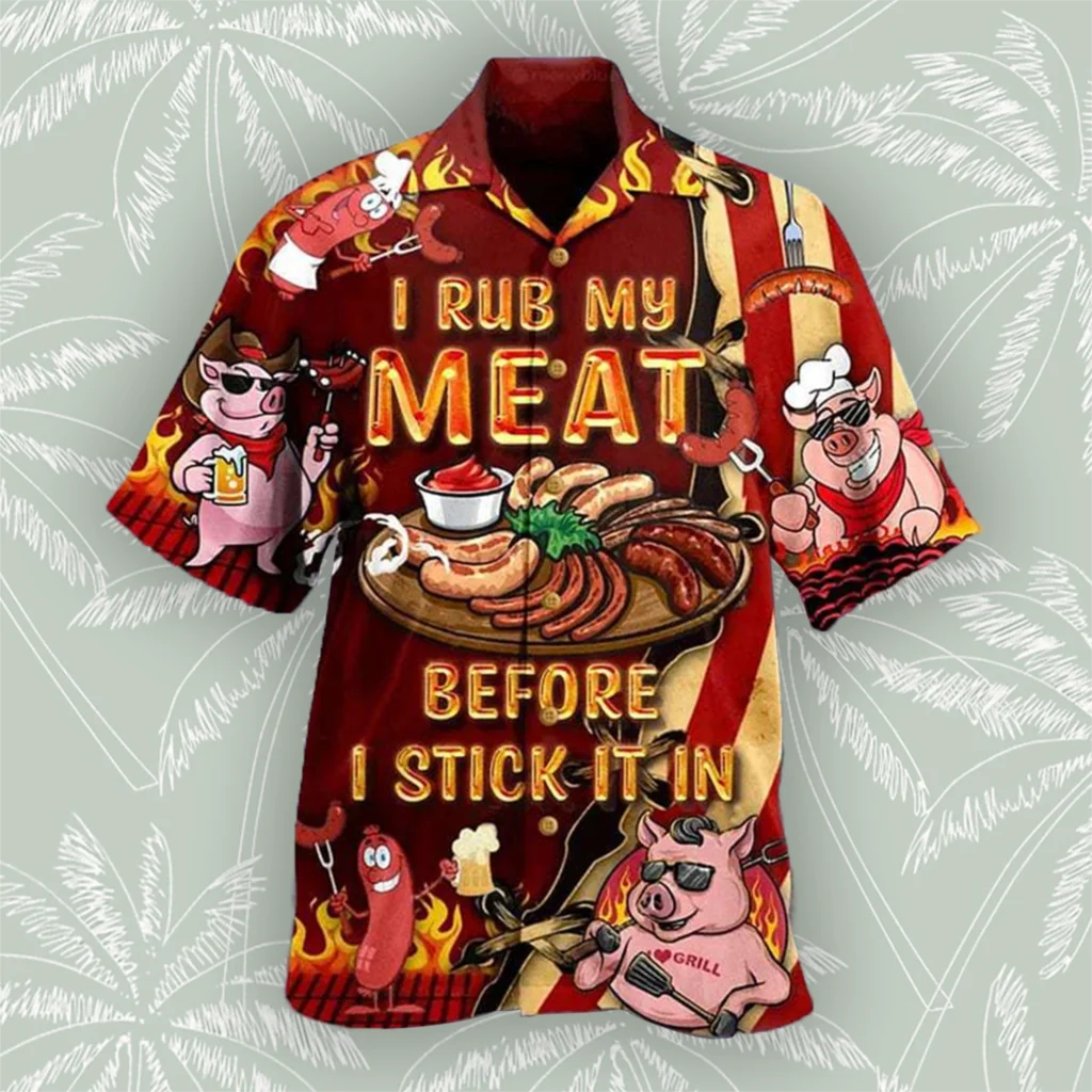 

Мужская рубашка с коротким рукавом, Повседневная гавайская рубашка с 3D-принтом «еда, Свинка», пляжные топы для мужчин, лето 2023