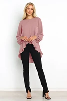 loose pullover tops ladies chic tops spring office ruffles shirts women long sleeve elegant work flounce pleated blouse female