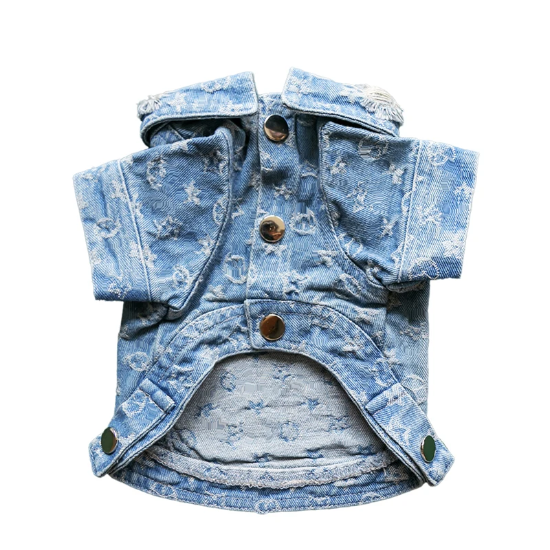 

Модная Джинсовая куртка для собак и кошек, качественная одежда для весны и осени, брендовый узор, Тедди Чихуахуа, французского бульдога для ...