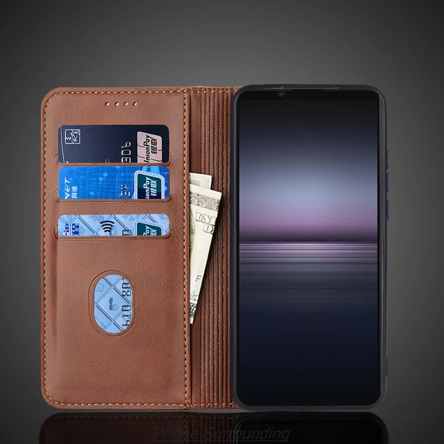 Кожаный чехол для Sony Xperia 1 II (1 Mark 2) Флип-чехол-держатель карт Кобура с магнитным