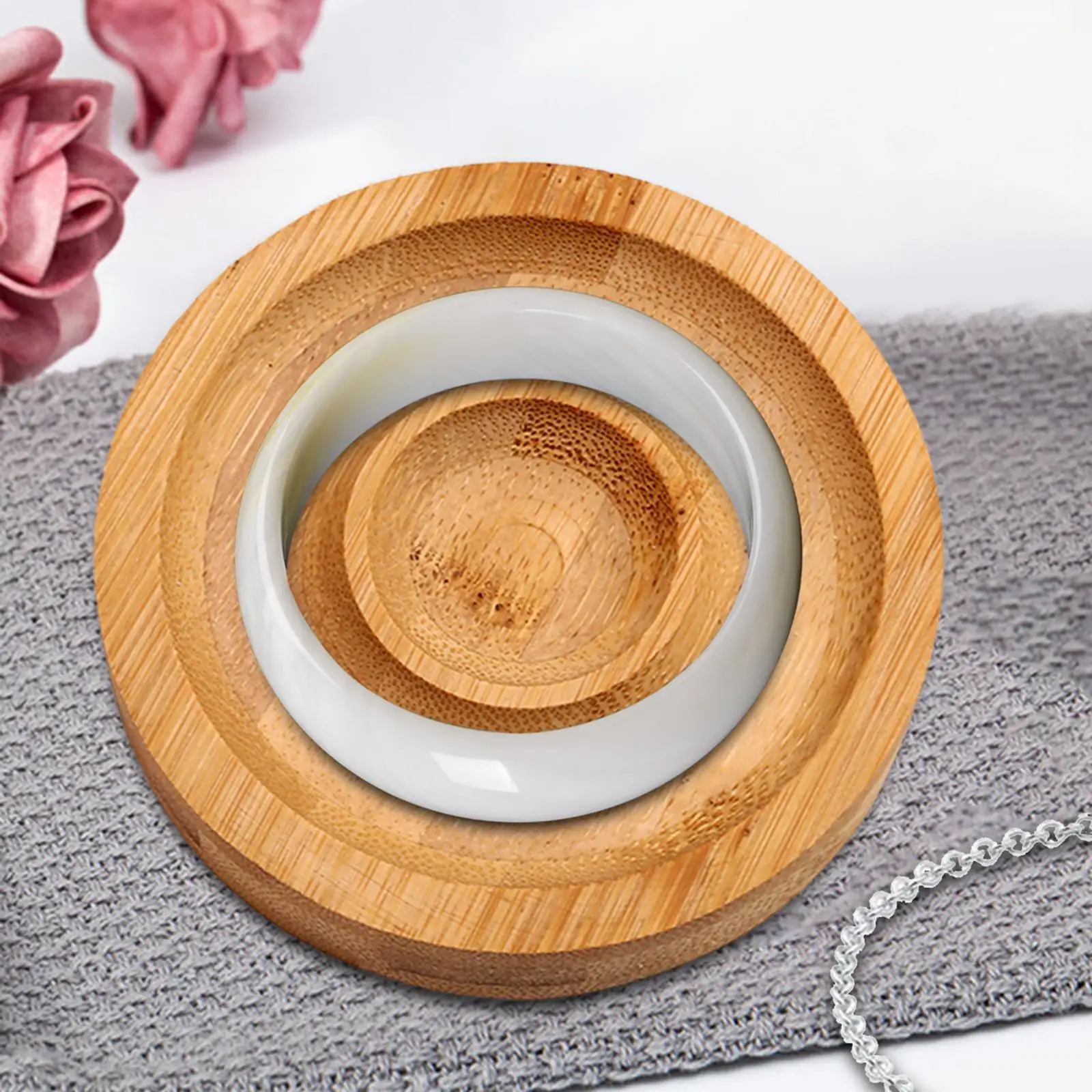 

Bamboo Bead Pendant Bracelet Bangle Display Tray Rack Square for Dresser Shop Retail