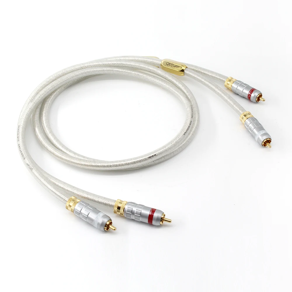 Посеребренный Hi-Fi аудиокабель 6N OCC с позолоченным штекером RCA для подписи QED
