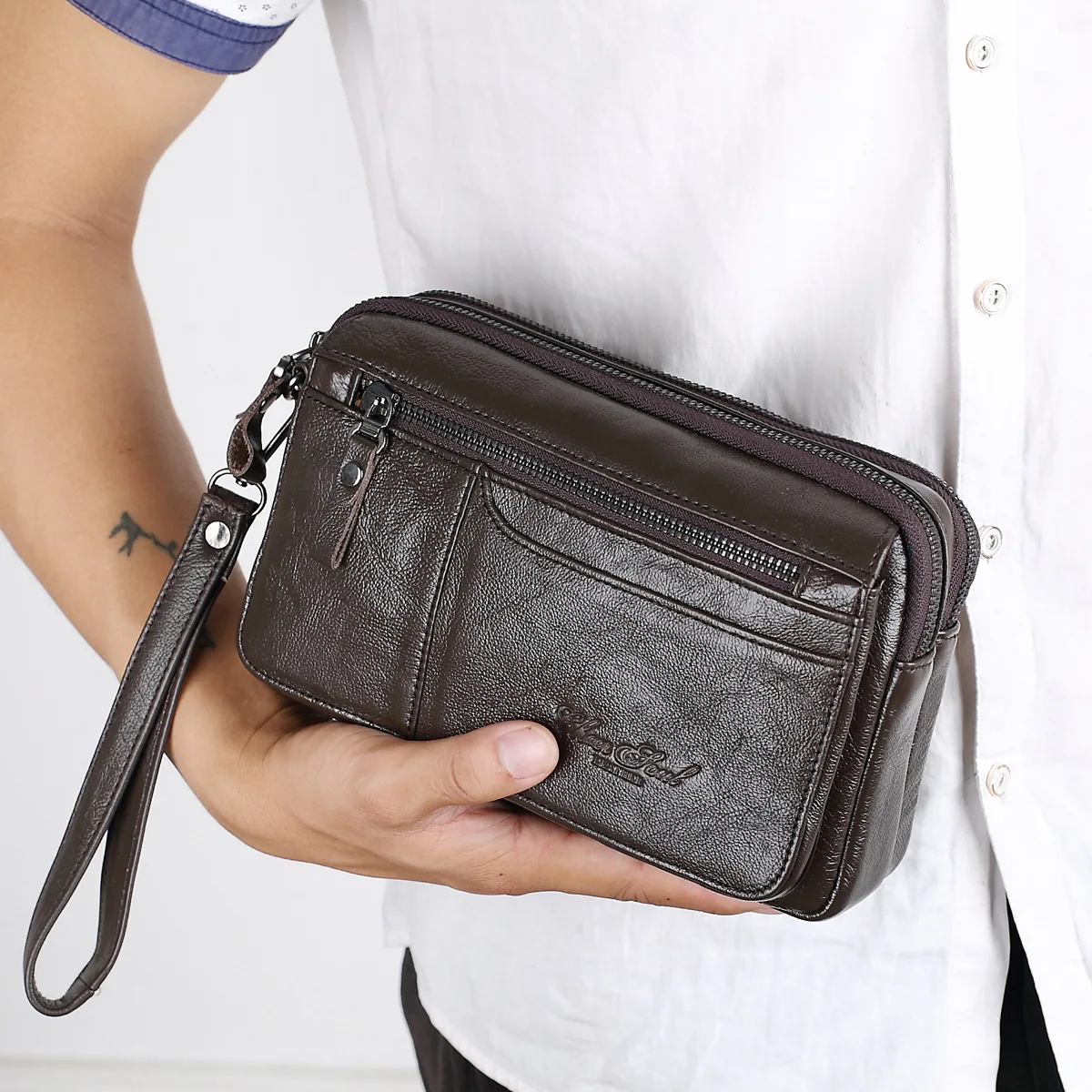 New Casual Men's Leather Clutch Bag Handle    Coin Phone  handbag  tote bag  luxury handbags