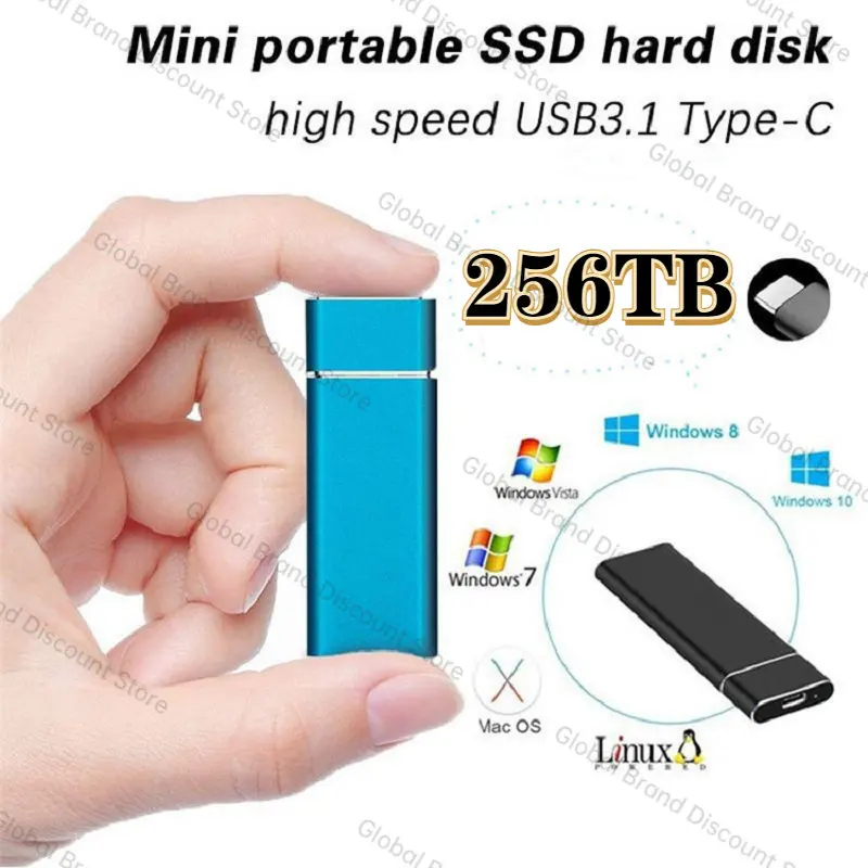 

Portable SSD 2TB M.2 External Solid State Drive Externo Drives 64TB 16TB USB3.0 High Speed Data Storage Device Disks for Laptops