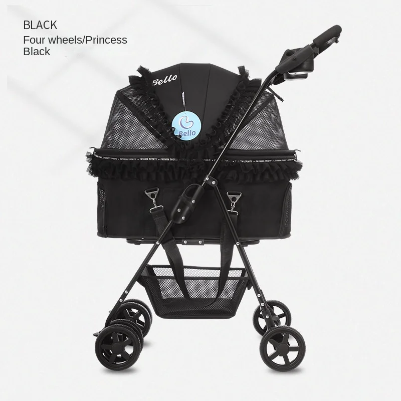 Придворная серия сепараторных автомобильных пакетов съёмной детской коляски для домашних питомцев Pet Dog Stroller SP02F-L-H Princess Series Universal Wheel Cat and on.