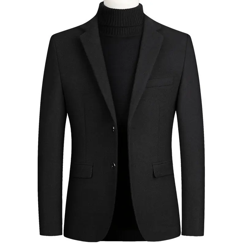 

Business Woolen Blazers Men Autumn Winte Casual Vintage Wool Coat Male Single Breasted Pockets Suit Jackets Stylish Overcoats