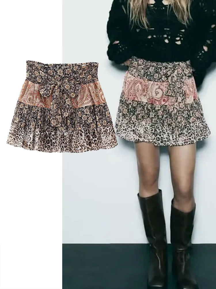 

Юбка трапециевидная женская с оборками, с высокой талией, на осень