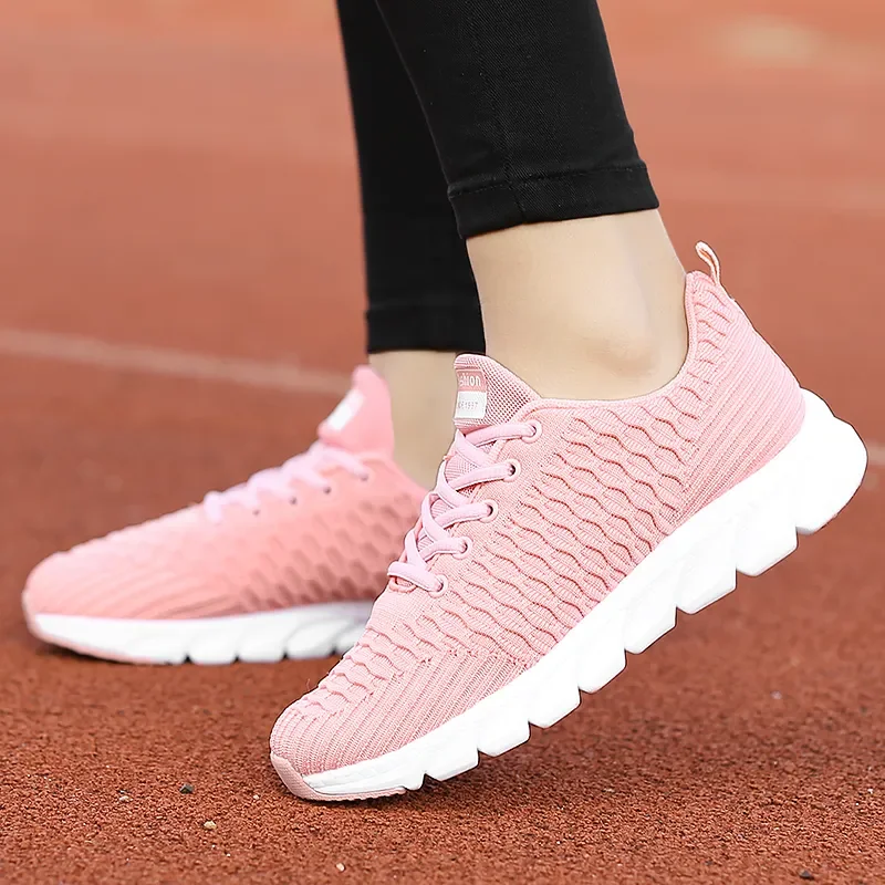 

2023 Mesh Women Sneakers Breathable Women Flat Shoes Lightweight Casual Shoes Ladies Lace-up Deportivas Mujer Chaussures Femme