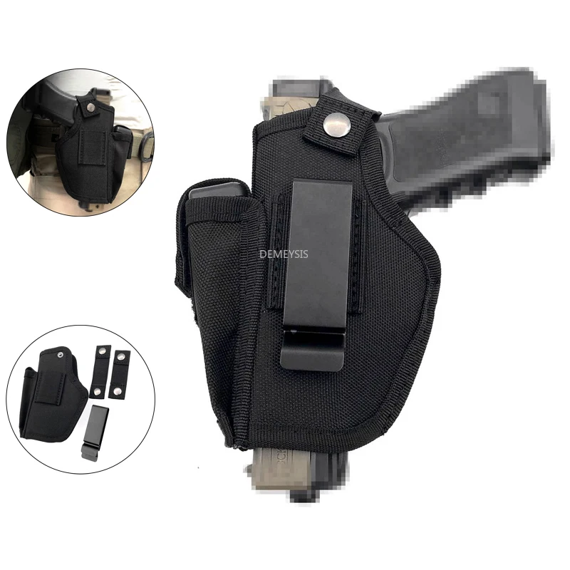 

Universal Gun Holster Durable Nylon Tactical Pistol Right Left Hand Holster Metal Clip Military Airsoft Shooting Holster Pouches