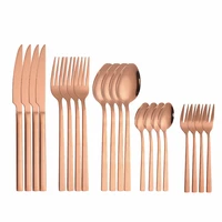 rose gold cutlery set mirror kitchen tableware stainless steel dinnerware set forks spoons knives dinner set complete flatware