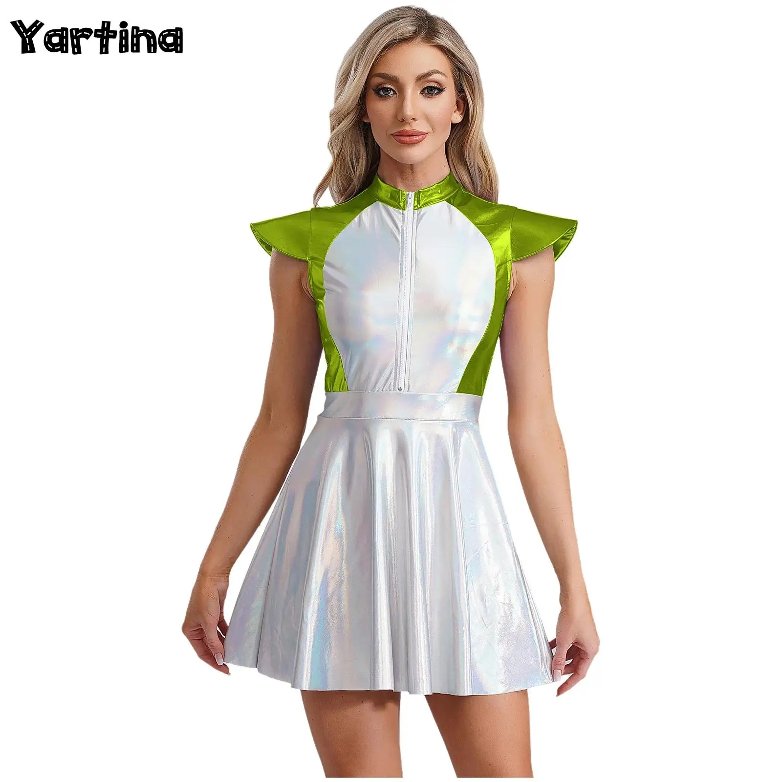 Женская блестящая космическая костюм астронавта наряды для косплея