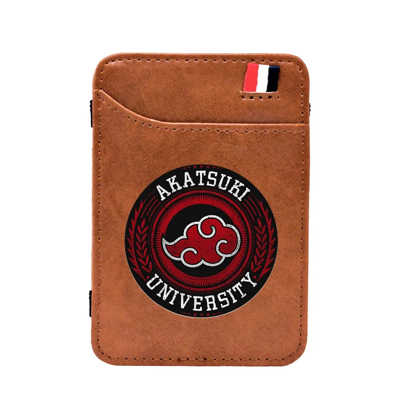 

Vintage Akatsuki University Printing Pu Leather Mini Small Magic Wallets Purse Pouch Plastic Credit Bank Card Case Holder