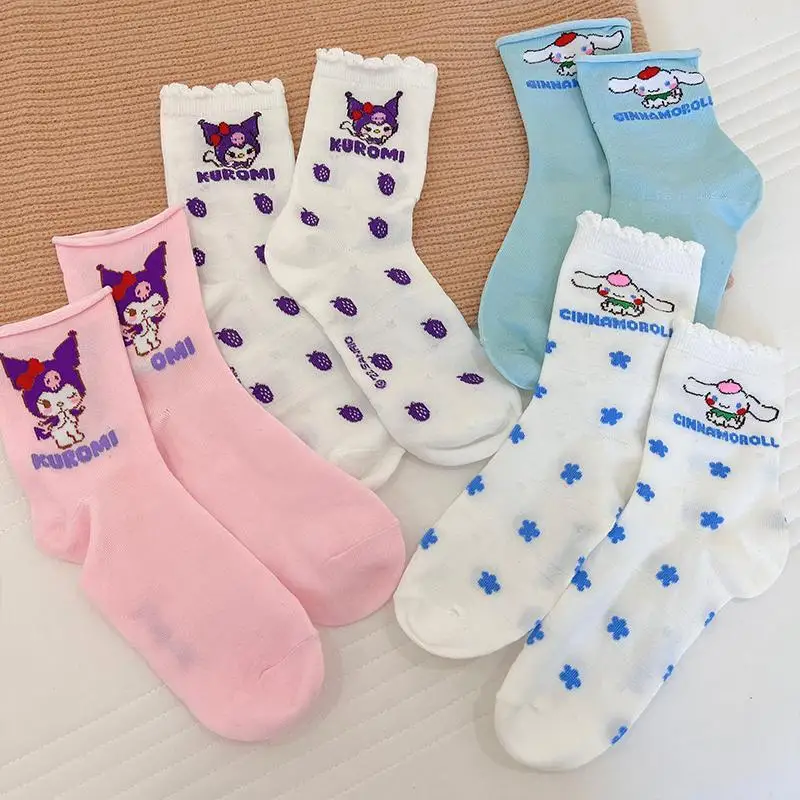 

Kawaii Sanrio Anime Kuromi Cinnamoroll Cotton Warm Middle Socks Cute Cartoon Girly Heart Casual Trendy Socks Gifts for Girls