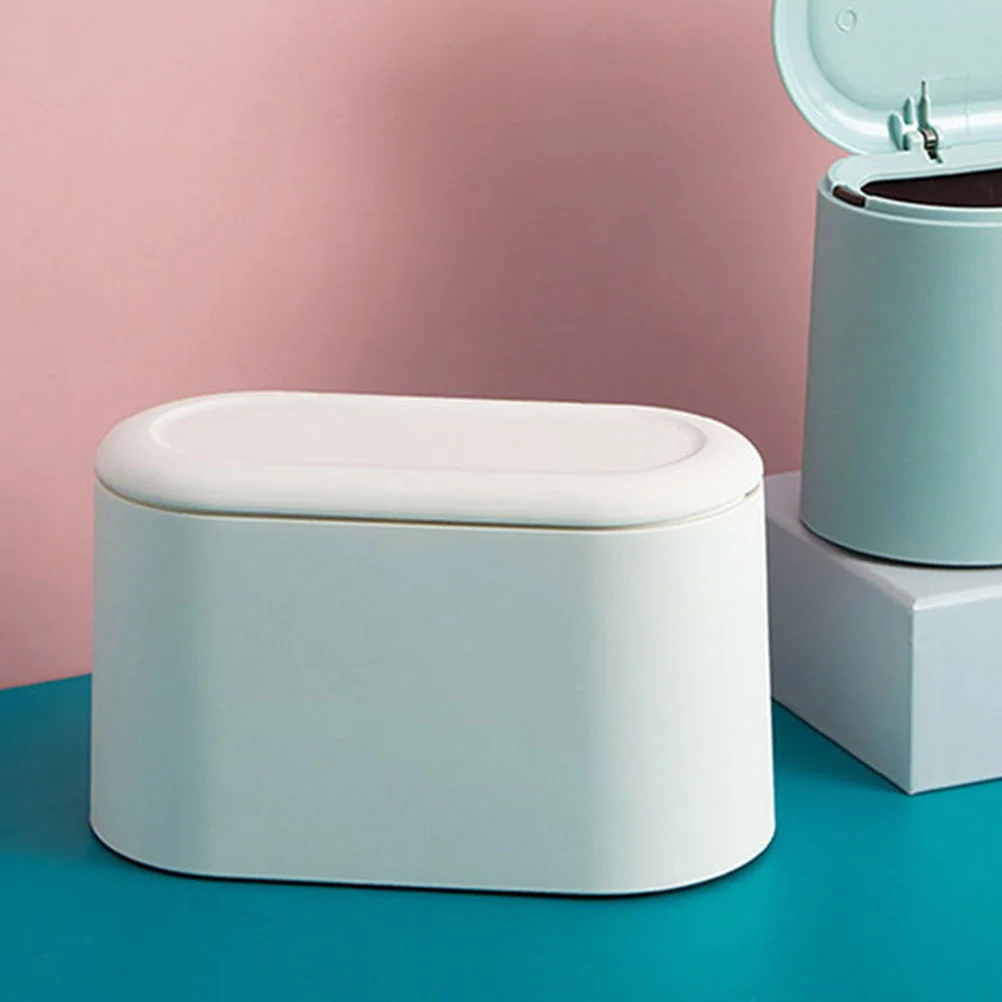 

Trash Cans With Lids Wear-resistant Small Plastic Waste Holder Press Type Desktop Mini Trash Can Lidded Waste Bin