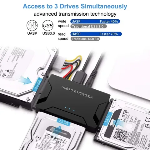 KEBIDU 3-в-1 USB 3.0 Адаптер SATA/IDE для жестких дисков