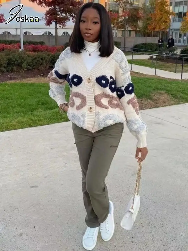 Женское однобортное пальто-свитер Joskaa трикотажный кардиган оверсайз с v-образным