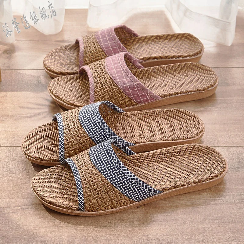 

2022 Summer and autumn new fashion indoor grass woven non-slip bottom flat slippers 886
