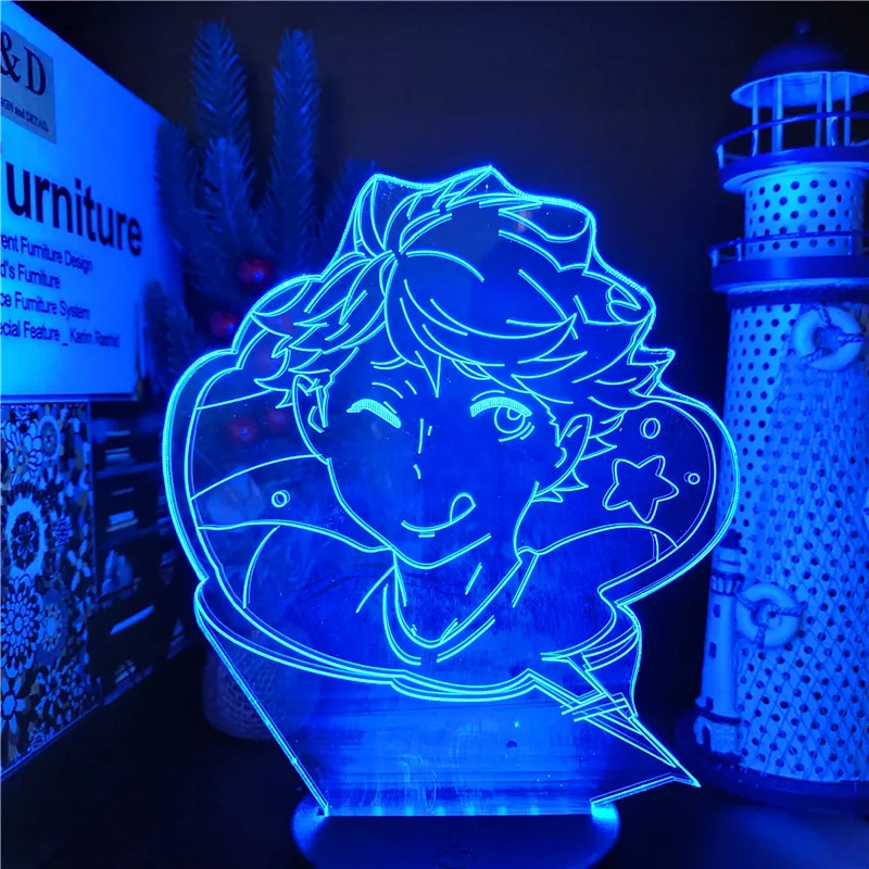 Haikyuu Anime 3d Night Light - Shoyo Hinata Tobio Kageyama &amp Yu Nishinoya Светодиодные Фигурки С Сенсорным