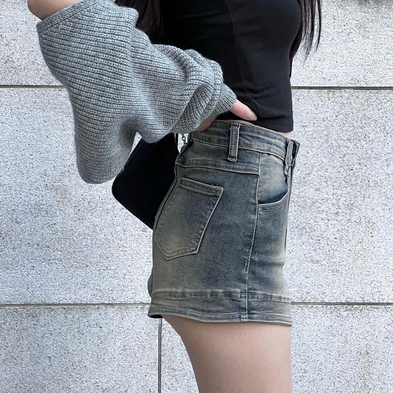 Women Fashion High Waisted Rolled Denim Shorts Vintage Summer Casual Pocket Short Jeans Ladies Hotpants Shorts 2023