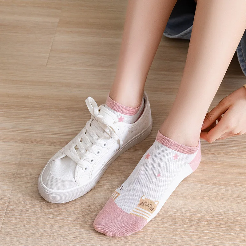 10 Pair Cute Summer Short Ankle Socks Women Asakuchi Cotton Breathable Low Tube Socks Funny Kawaii Femme Calcetines De La Mujer