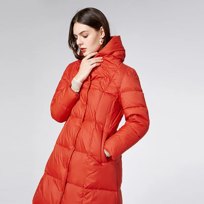 Women Long Down Jacket New Temperament Loose Warm White Duck Down Fashionable High-end Coat