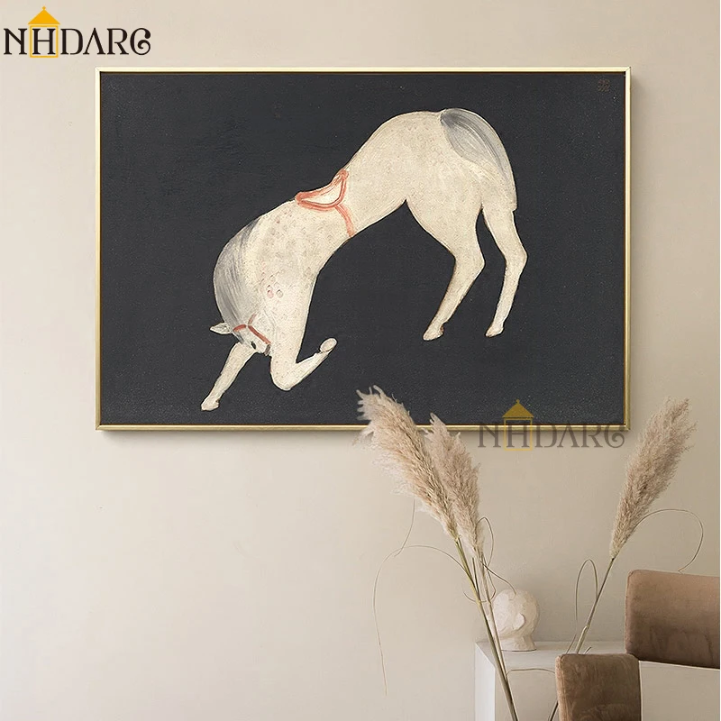 

NHDARC Canvas Print Poster Artist's Work Horse Painting Wall Pictures Art Modern Chinese Style Office Room Home Decoration