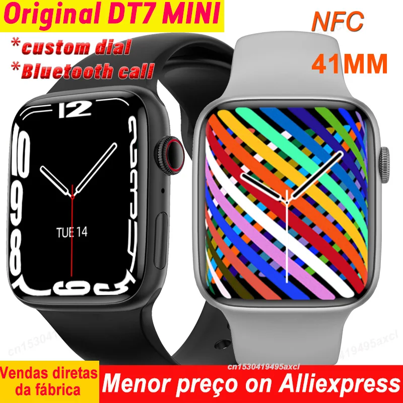 DT7 Мини Смарт-часы 41 мм NFC Bluetooth вызовы сообщения Будильник Часы Серия 7