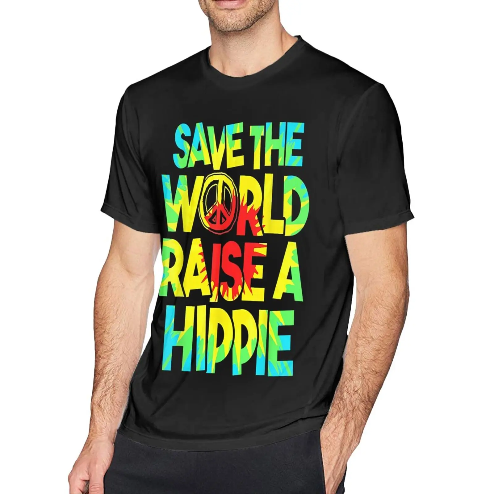 

Футболка мужская оверсайз с надписью «Save The World Up A Hippie»