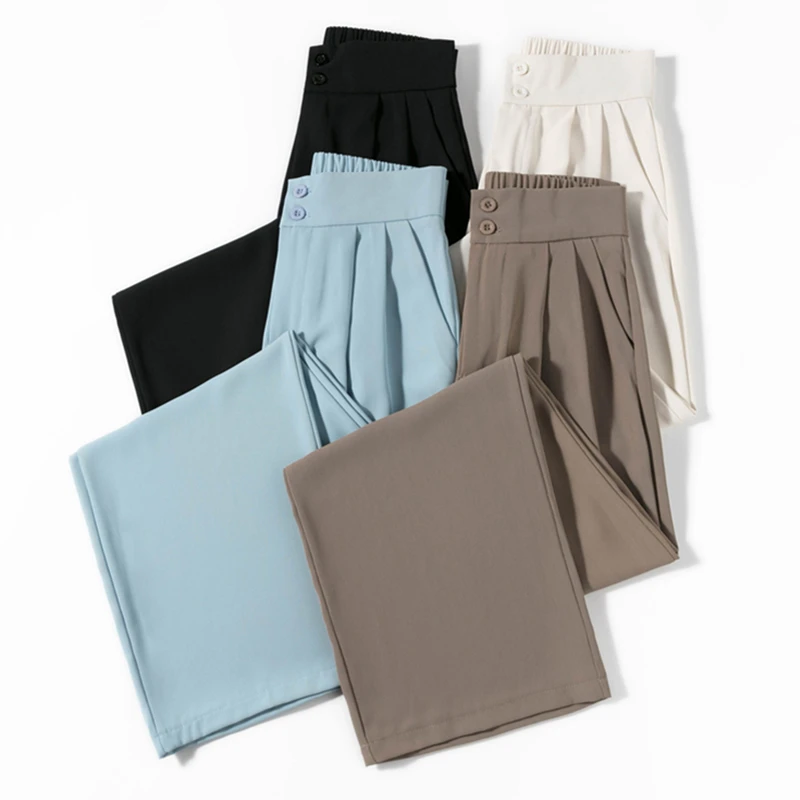 

Капри женские с высокой талией и широкими штанинами, офисные шикарные винтажные Костюмные брюки до щиколотки для весны и лета, 2022