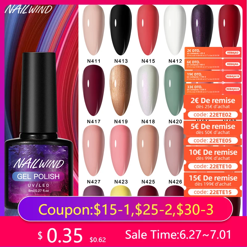 

NAILWIND Semi-permanent Nail Polish Gel UV Varnish Hybrid Glitter Regular Gel Nail Polish Nail Glue Led Esmalte Top Base Coat