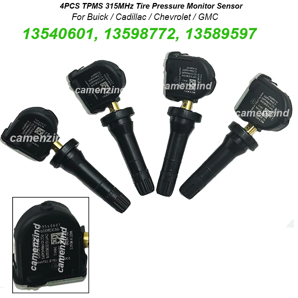 Фото Датчик давления в шинах TPMS 13540601 13522628 13598772 13598771 13516164 для Buick Allure Cascada Enclave Encore Regal 315 МГц, 4 шт. №1
