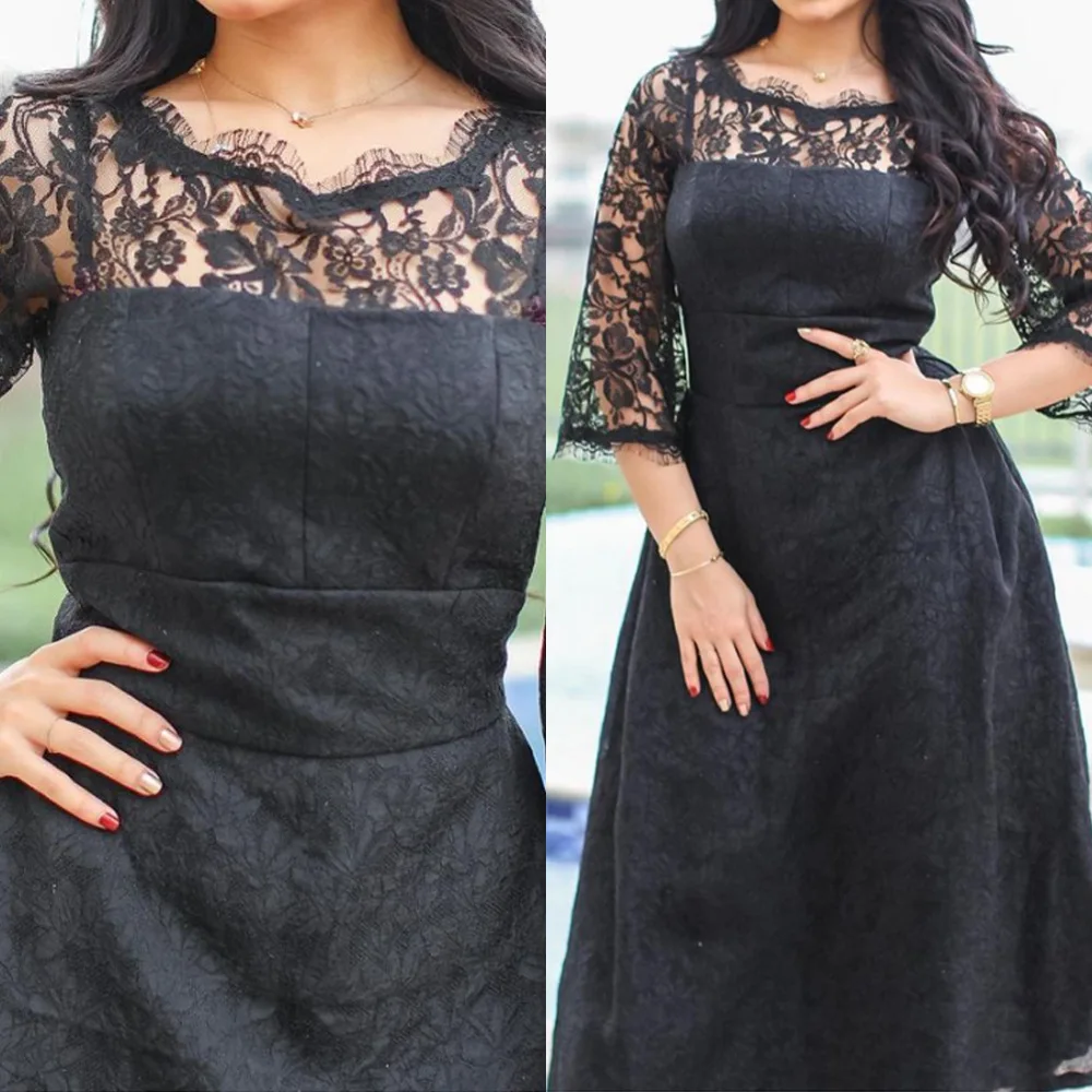 Ramadan Lace Black Abayas for Women African Dresses Kaftan Abaya Dubai Turkey Muslim Long Dress Islam Robe Longue Femme Musulman