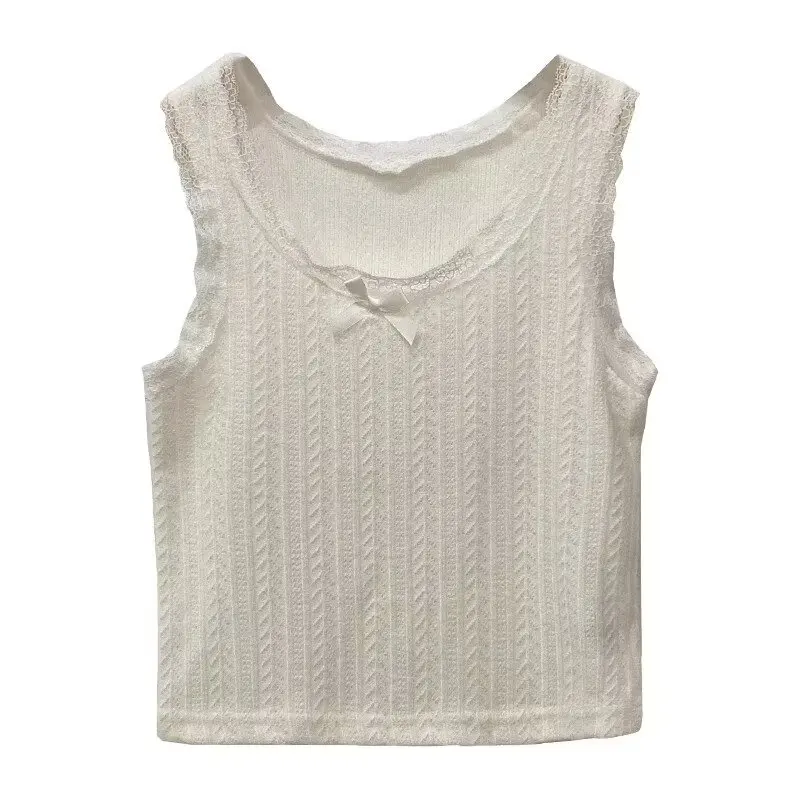 Женский трикотажный жилет на бретелях Мягкая безрукавка без рукавов в Корейском