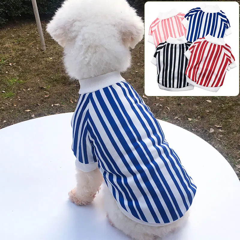 

Dog Vertical Stripes T-shirt Spring And Summer Breathable Pet Vest Colorful Casual Stripes Puppy Clothes Pet Accessories