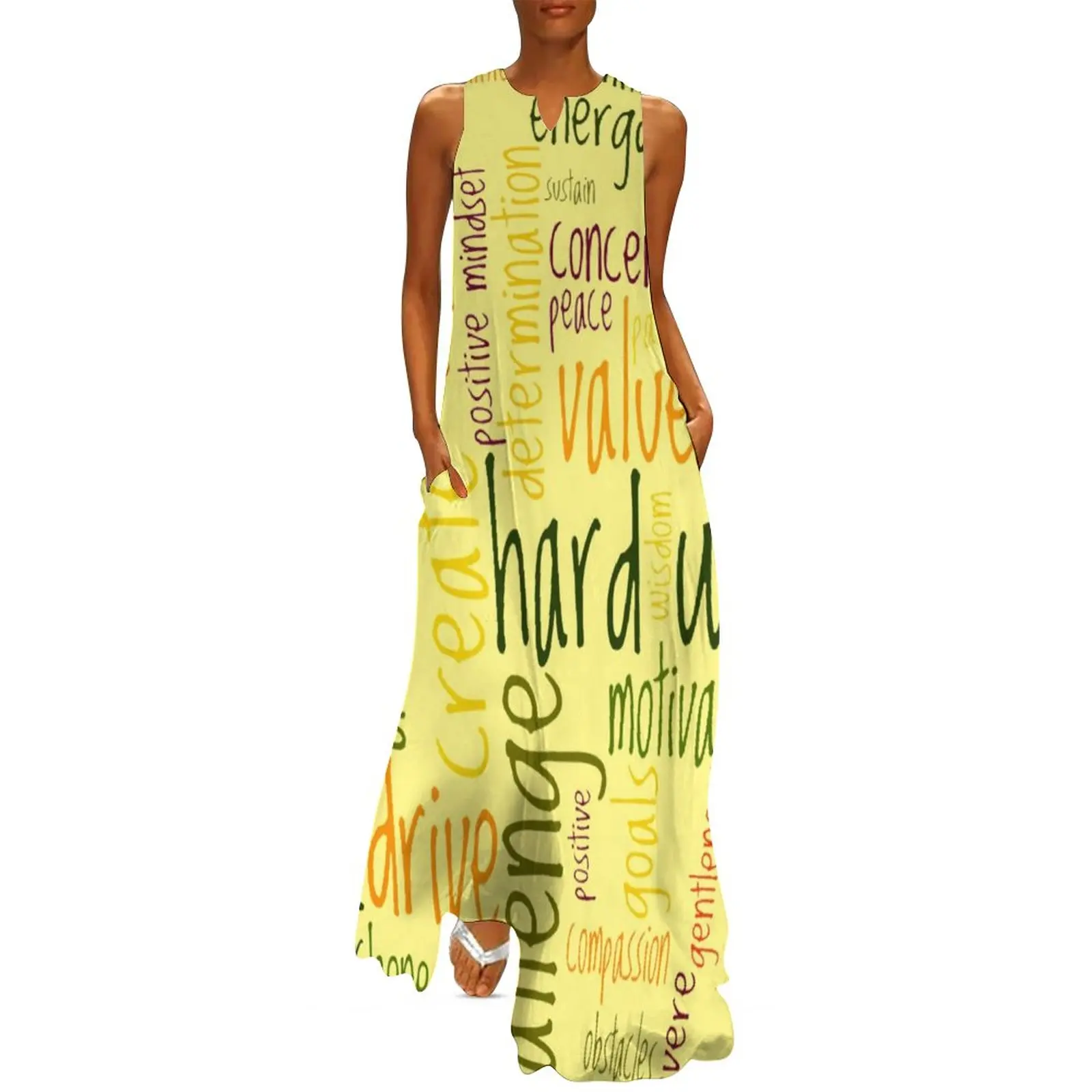 

Letters Word Art Dress Spring Motivational Words Korean Fashion Boho Beach Long Dresses Woman Cute Maxi Dress Birthday Gift