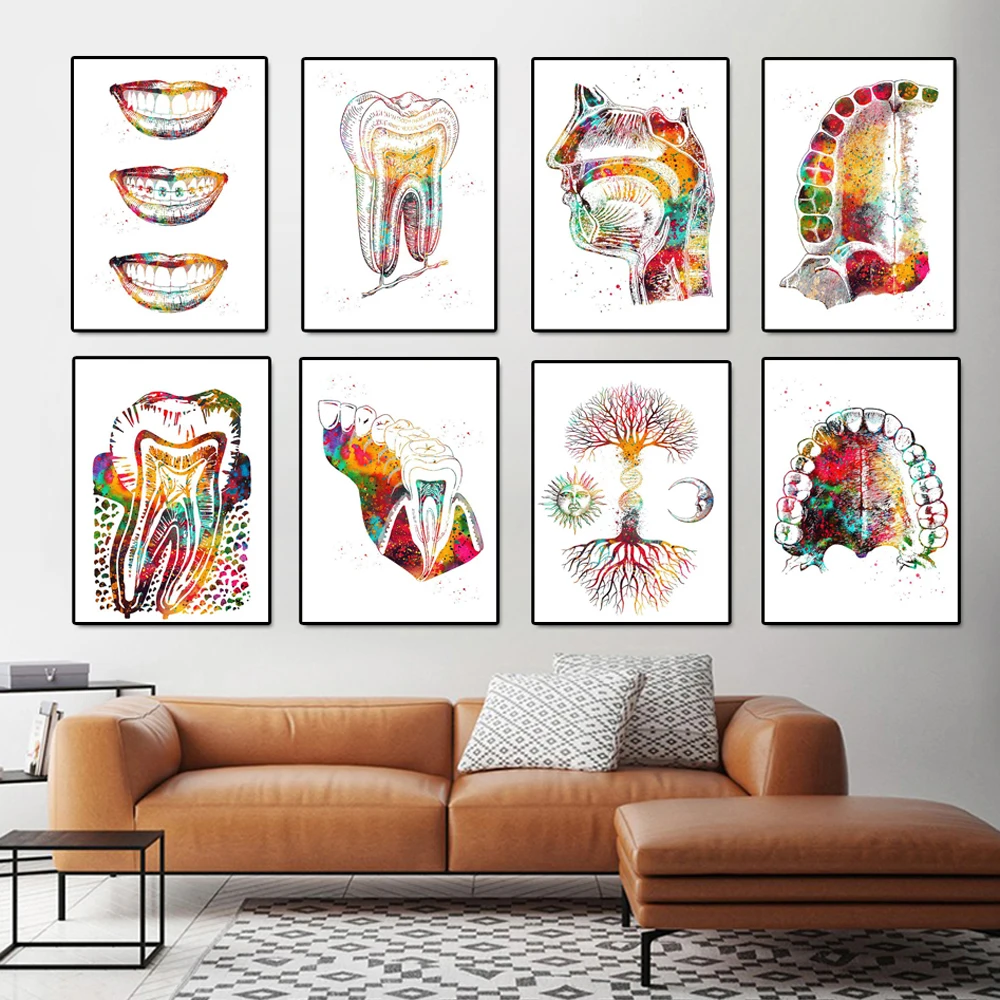

Abstract Dental Medicine Canvas Painting Tooth Dentist Gift Medical Posters Wall Art Pictures for Hospital Clinic Home Decor