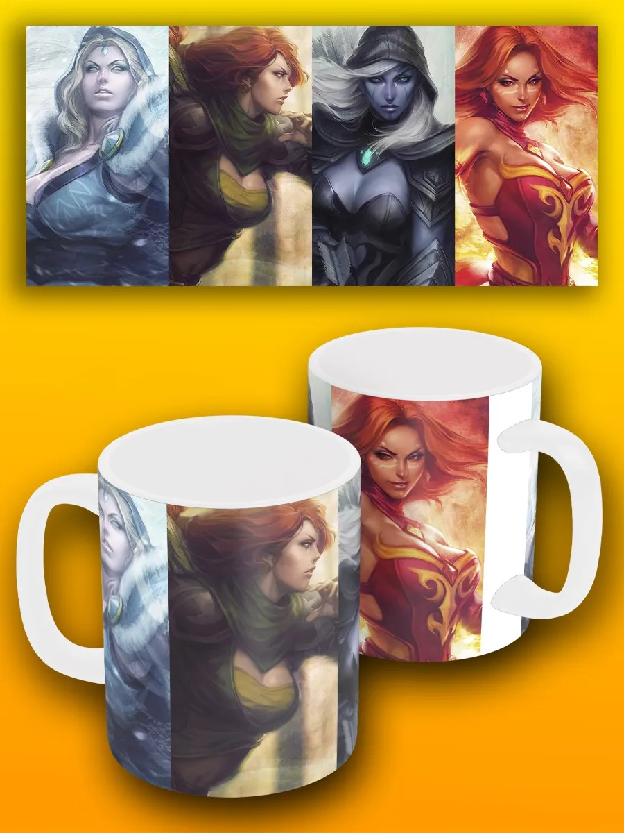 Кружка для чая кофе воды сока с принтом белая игры дота 2 dota (траксекс лина лиралей
