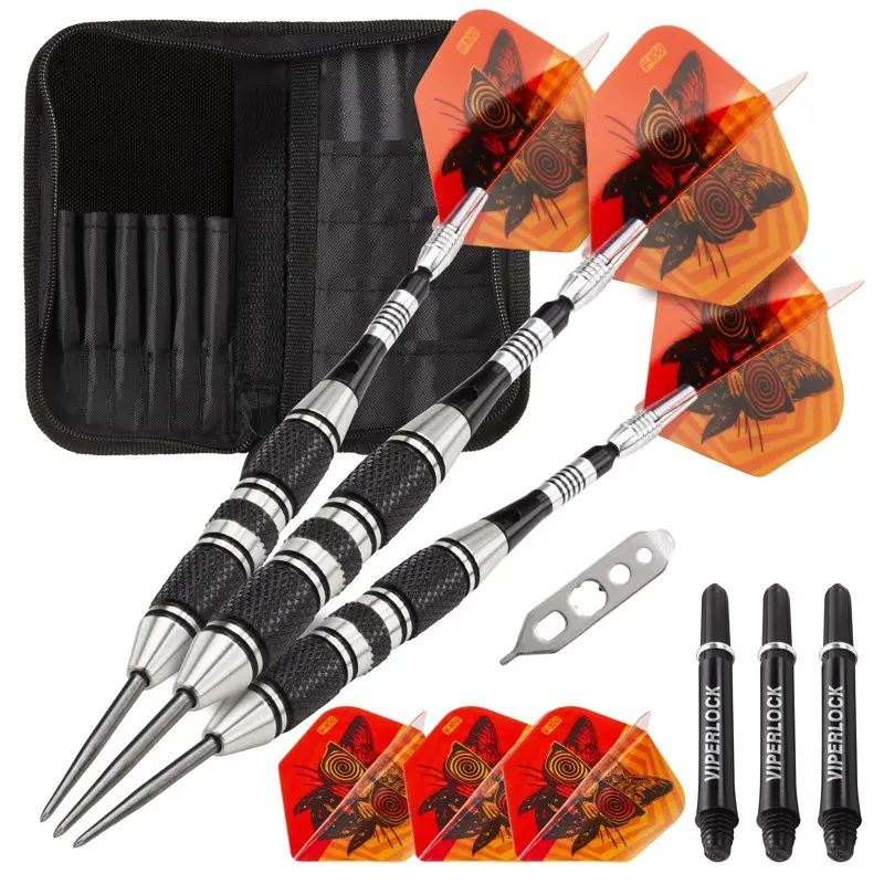 

Freak Steel Tip Darts 3 Knurled Rings Barrel 22 Grams and Black Nylon Case