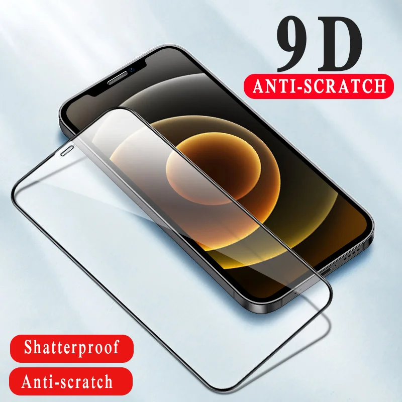 

9D Transparent Shockproof Tempered Glass For iPhone 11 12 13 Pro Max Mini X Xs XR 6 6S 7 8 Plus Explosion Proof Screen Protector