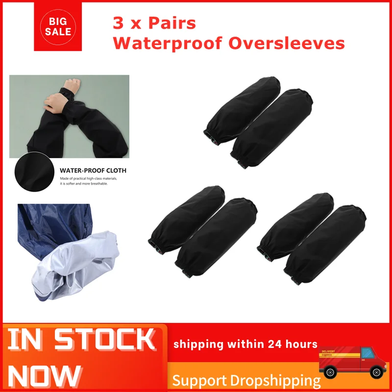 

3 Pairs Oversleeves Waterproof PVC Arm Ruffles for Work Anti-dirty Hand Sleeve Kitchen Household Cleaning Oil-proof Sleeves