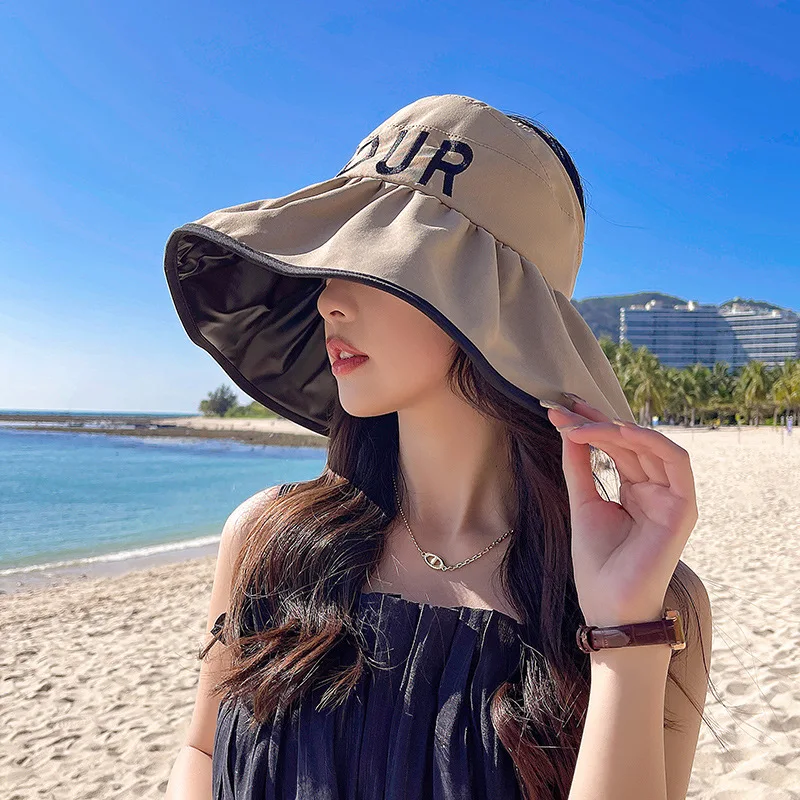 

Sun Hat Stripe Woman Wide Brim UV Protection Foldable Casual Sunhat UPF50+ Vinyl Summer Outdoor Beach Lady Sunscreen Bucket Cap