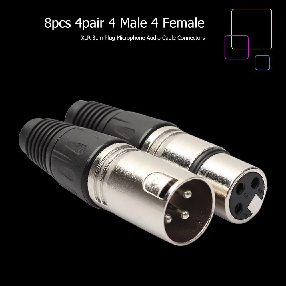 

1PC 3Pin XLR Plug Male to Female Binaural Audio Jack Plug Stereo Microphone Adapter Headphone Connector for DJ Amplifier MIC