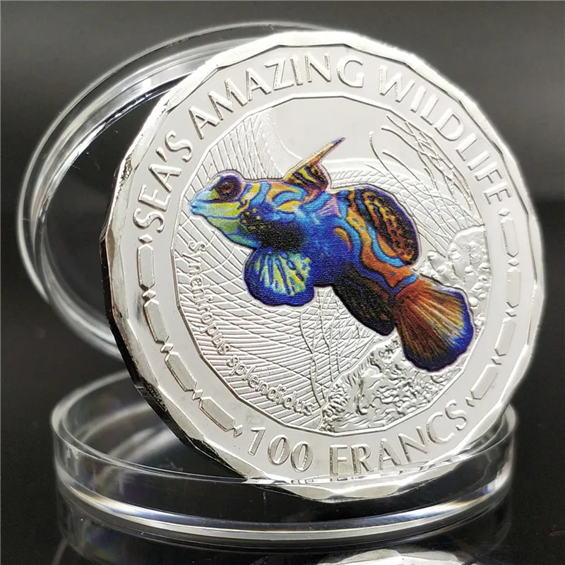 

2015 Sea's Amazing Wildlife 100 Francs Silver Badge Republique Du Burundi Colorful Frog Painted Commemorative Coins